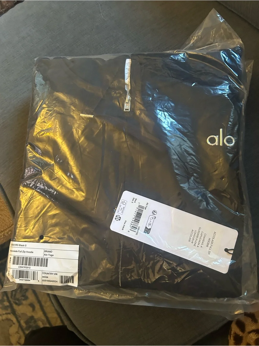 ALO Yoga Men's Black Full-Zip Hoodie Sweatshirt